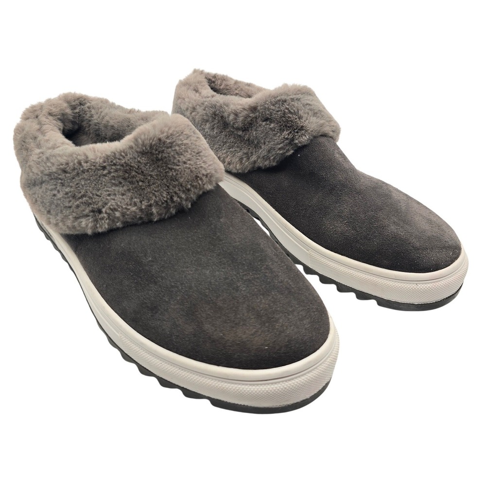 Blondo Waterproof Grey Suede Faux Fur Slip On Suri Sneaker Womens 7 M Platform